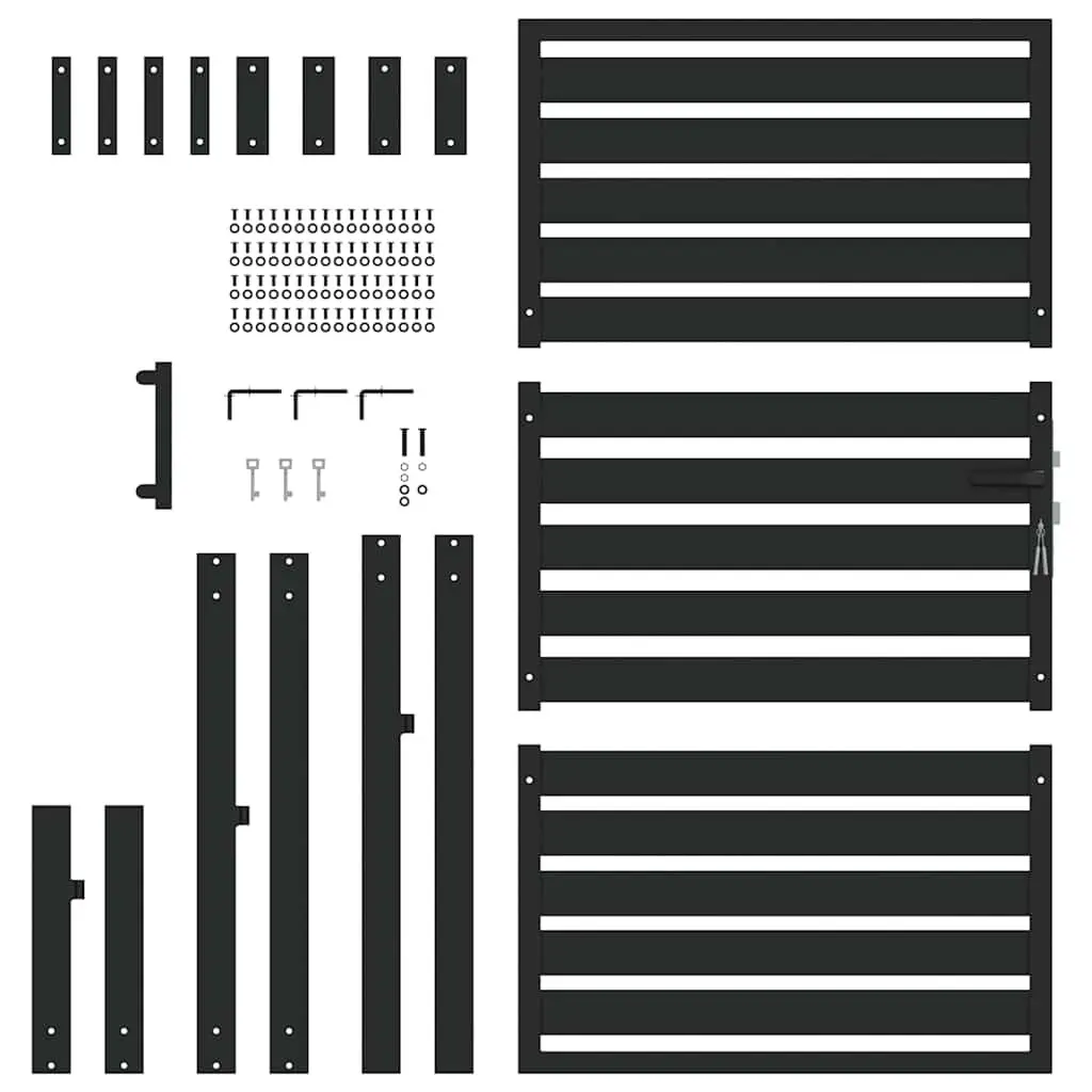 Garden Gate Lockable Black 100x150 cm Entry Fence Barrier Outdoor Security