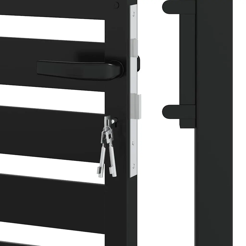 Garden Gate Lockable Black 100x150 cm Entry Fence Barrier Outdoor Security