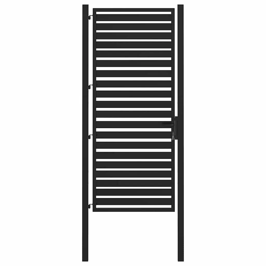 Black Aluminium Garden Gate Lockable 100x200cm Entry Fence Patio Durable Weather