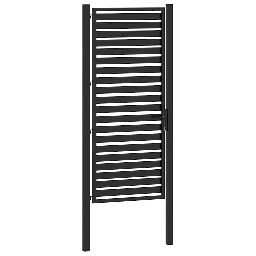 Black Aluminium Garden Gate Lockable 100x200cm Entry Fence Patio Durable Weather
