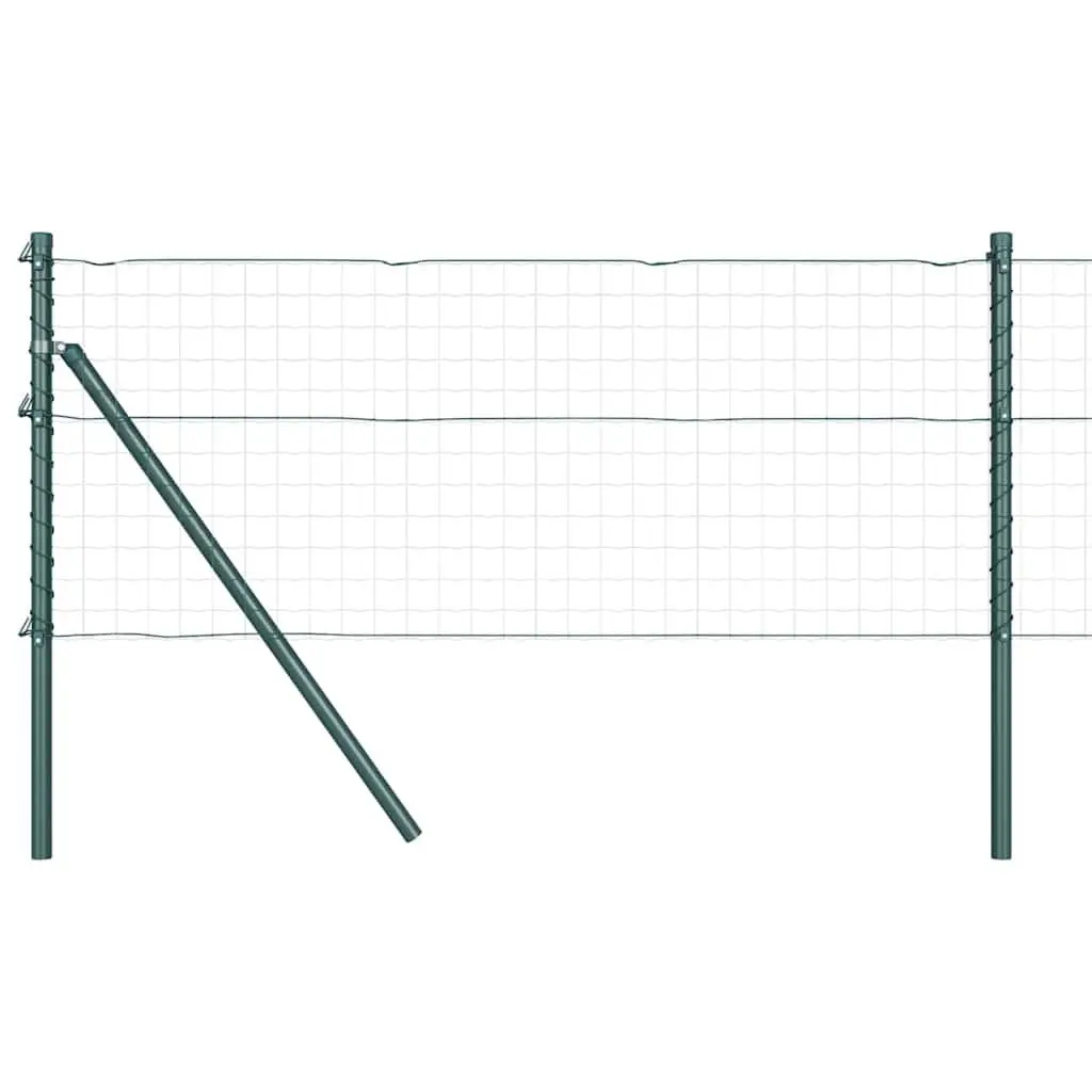 Garden Boundary Marker 7 Piece Green Embedded Steel Fence Post Set