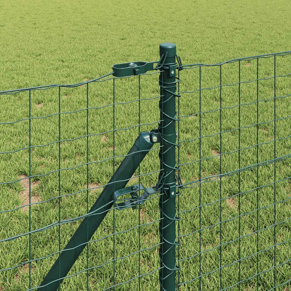 Garden Boundary Marker 7 Piece Green Embedded Steel Fence Post Set