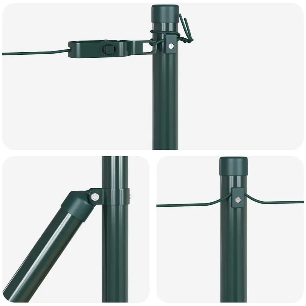 Garden Boundary Marker 7 Piece Green Embedded Steel Fence Post Set