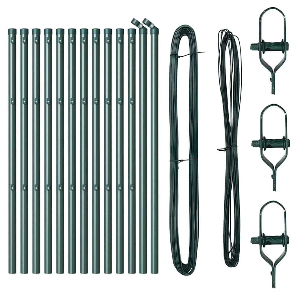 Embedded Fence Post 13 pcs Green Steel Garden Boundary Marker Outdoor Barrier
