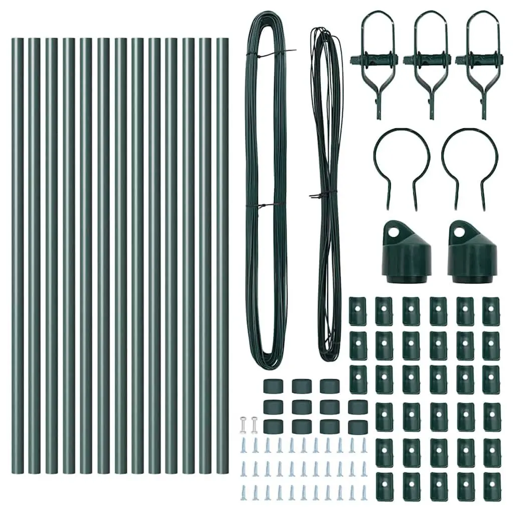 Embedded Fence Post 13 pcs Green Steel Garden Boundary Marker Outdoor Barrier