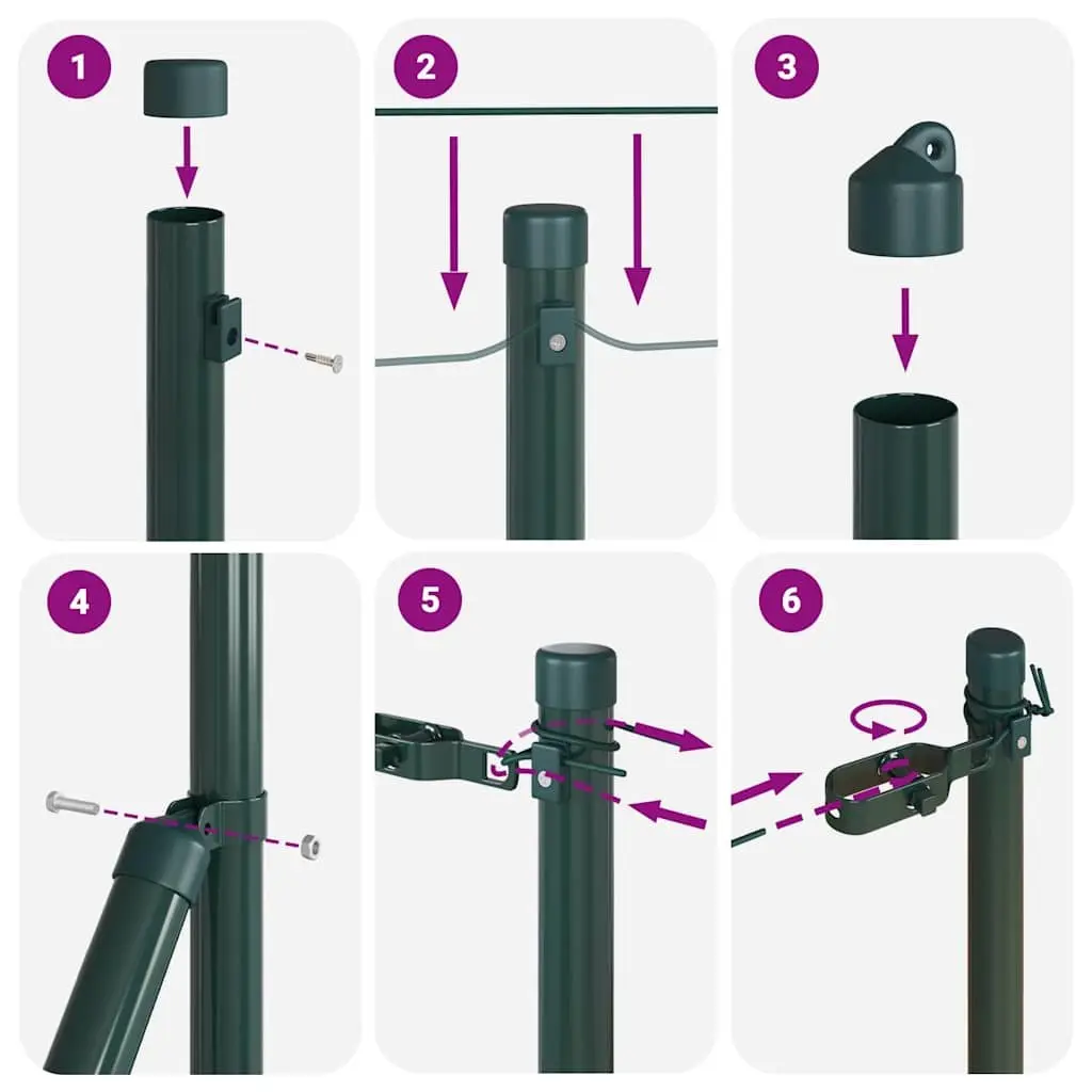 Embedded Fence Post 13 pcs Green Steel Garden Boundary Marker Outdoor Barrier