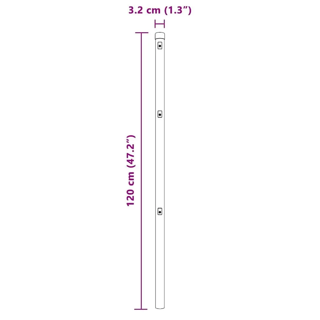 Embedded Fence Post Green Powder-Coated Steel 13 Pieces Garden Boundary Marker