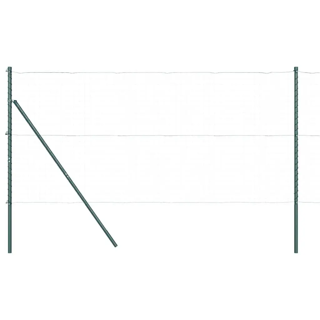 Garden Boundary Marker Green Powder-Coated Steel Embedded Fence Post 13 Piece Set
