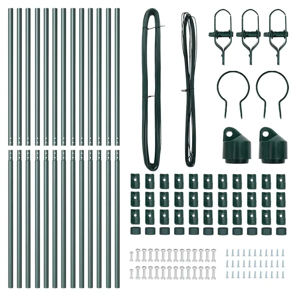 Fence Post Green Powder-Coated Steel Cylindrical 13 Piece Garden Terrace Boundary Markers