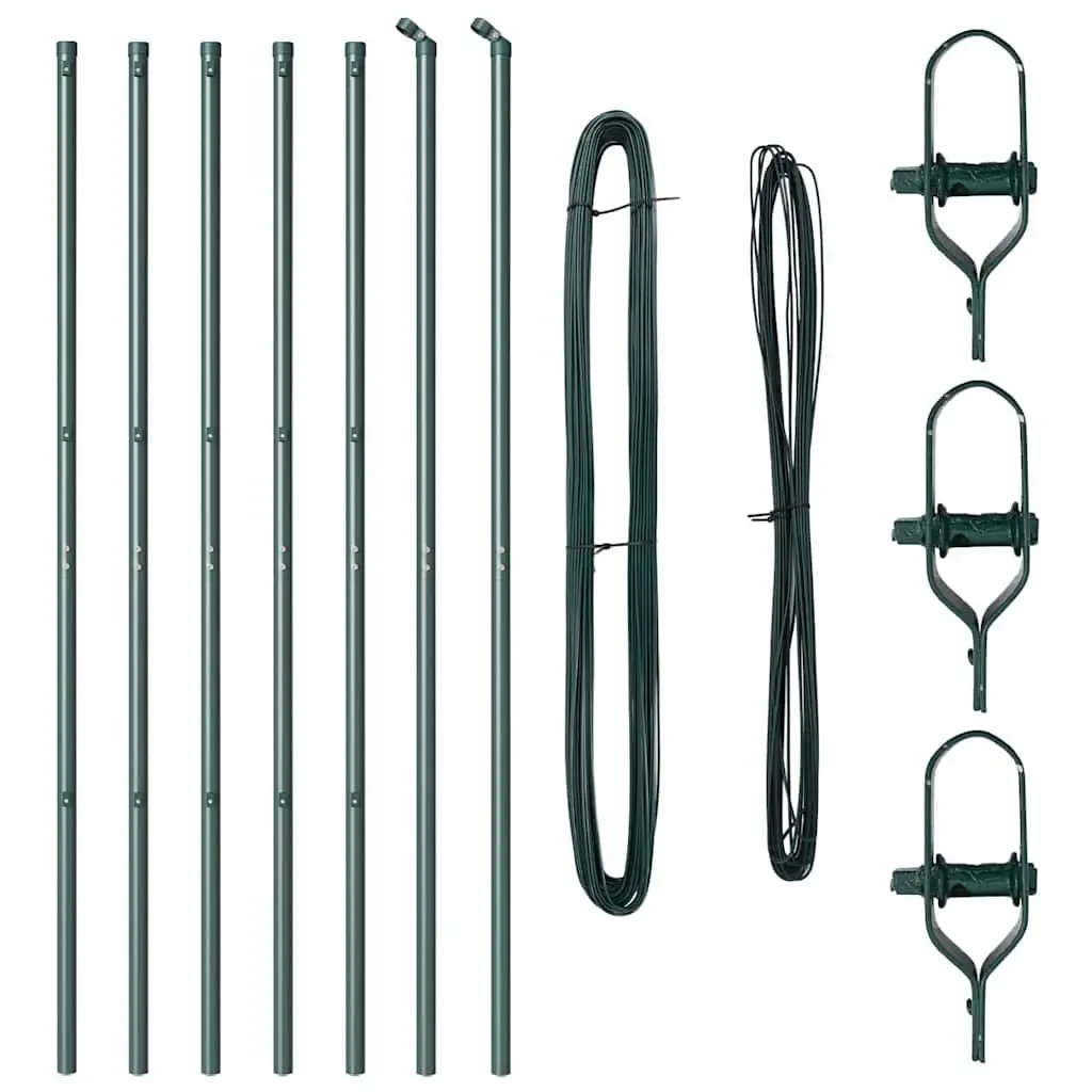 Embedded Fence Post 7 pcs Green Powder-Coated Steel Garden Terrace Boundary