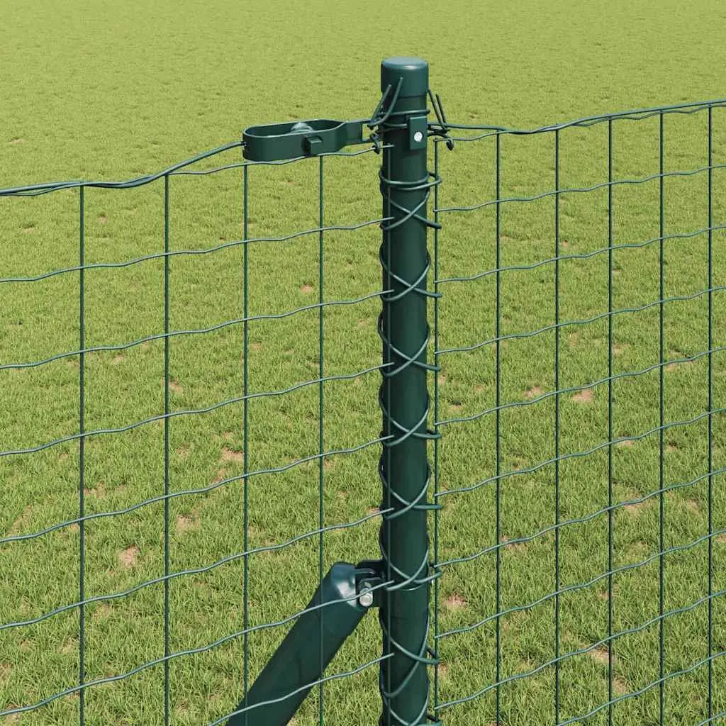Embedded Fence Post 7 pcs Green Powder-Coated Steel Garden Terrace Boundary