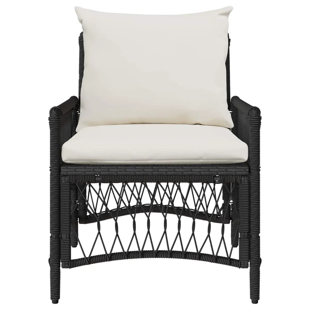 Outdoor Garden Chair with Cushion Black Poly Rattan Patio Seating Weather