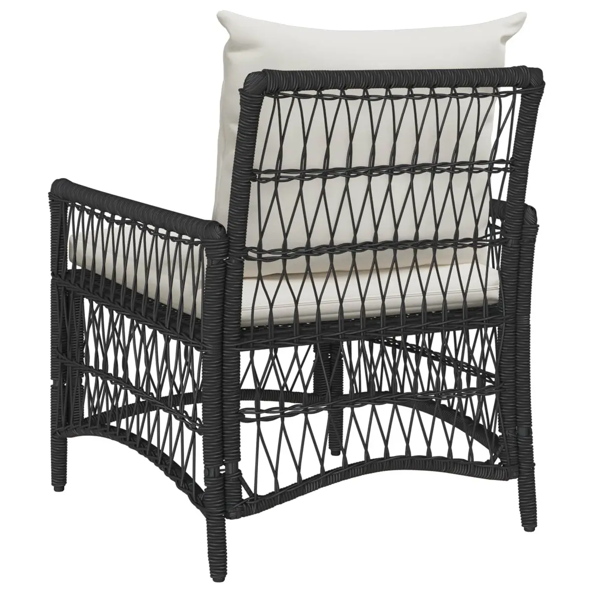 Outdoor Garden Chair with Cushion Black Poly Rattan Patio Seating Weather