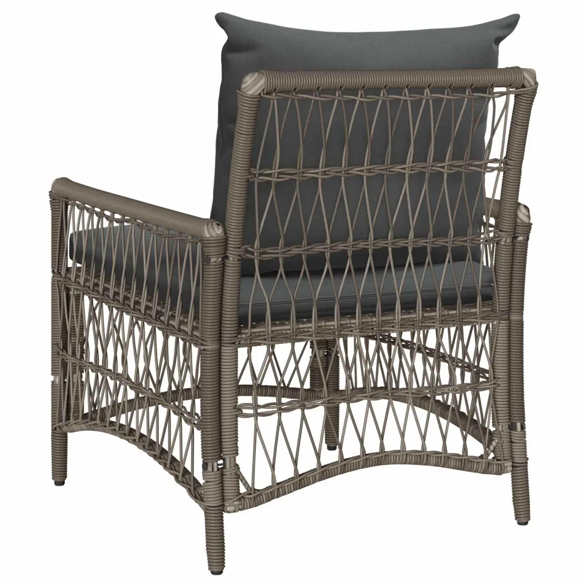 Garden Chair Grey Poly Rattan with Cushion Outdoor Seating Size 73 x 61 x 77 cm
