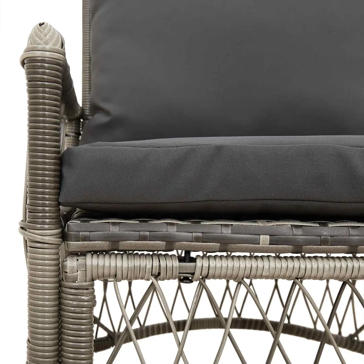 Garden Chair Grey Poly Rattan with Cushion Outdoor Seating Size 73 x 61 x 77 cm