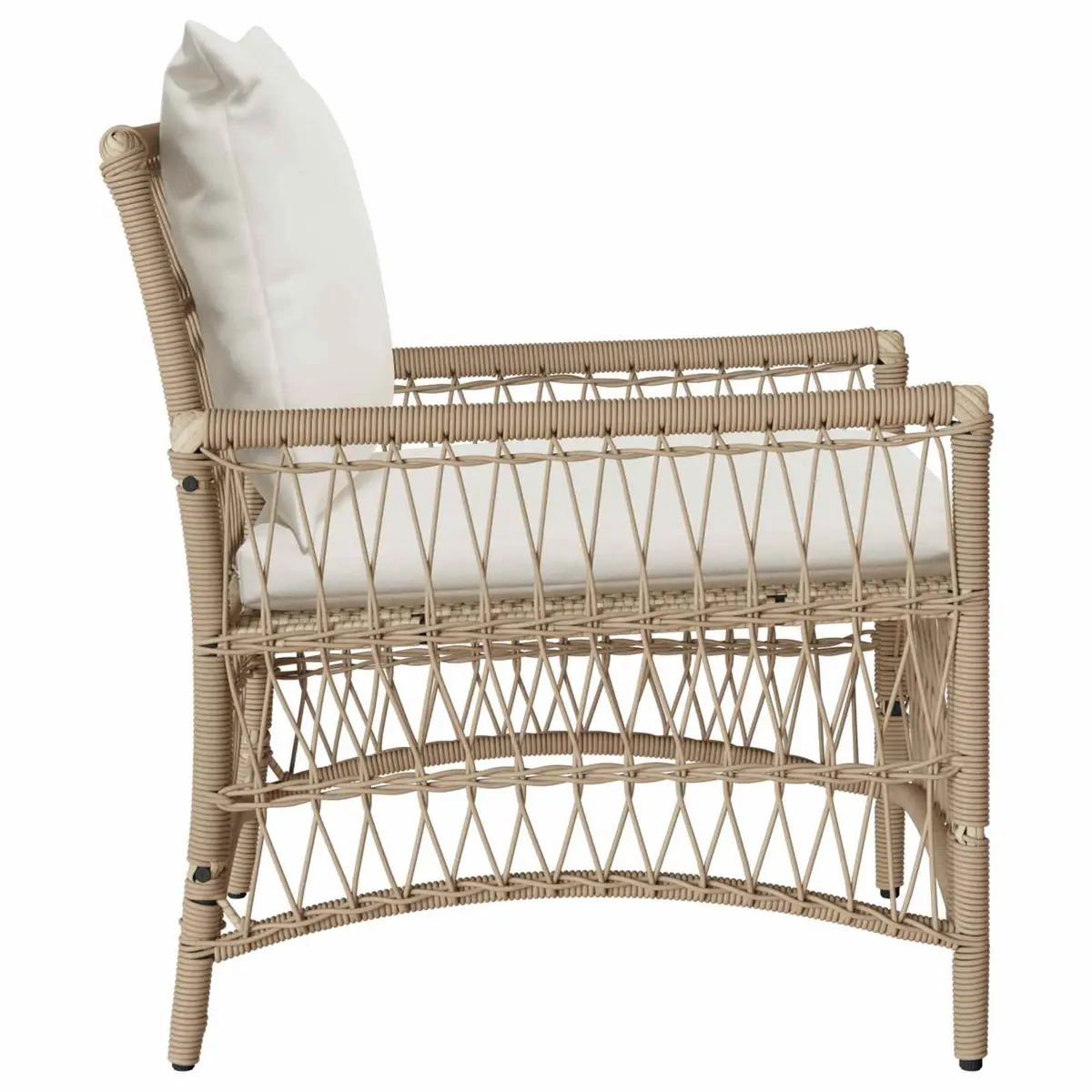 Outdoor Garden Chair Beige Poly Rattan with Cushion Patio Lounge Seating