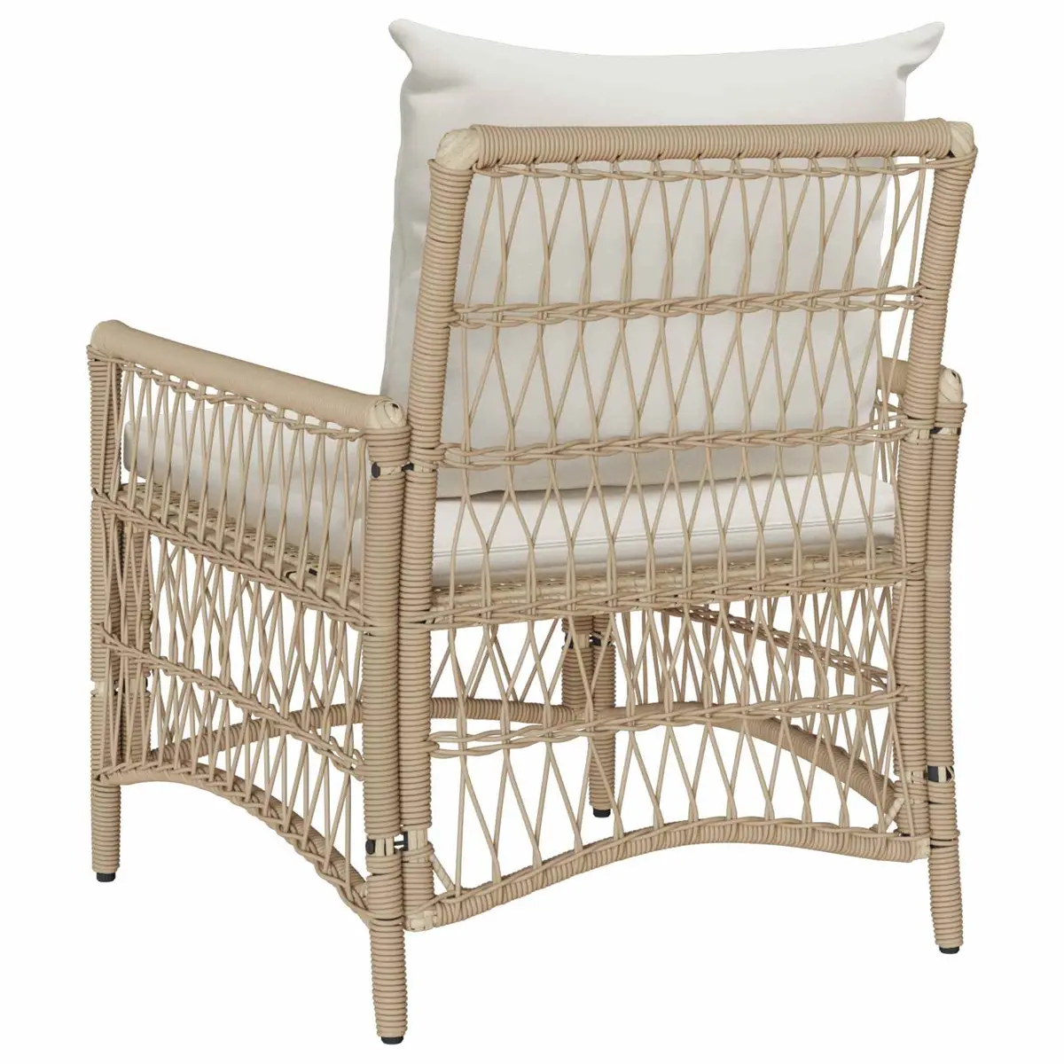 Outdoor Garden Chair Beige Poly Rattan with Cushion Patio Lounge Seating
