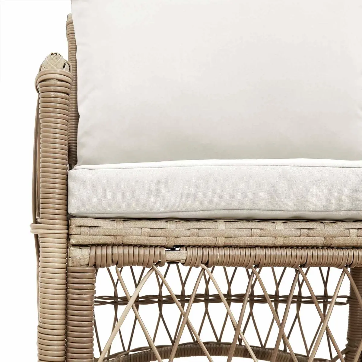 Outdoor Garden Chair Beige Poly Rattan with Cushion Patio Lounge Seating