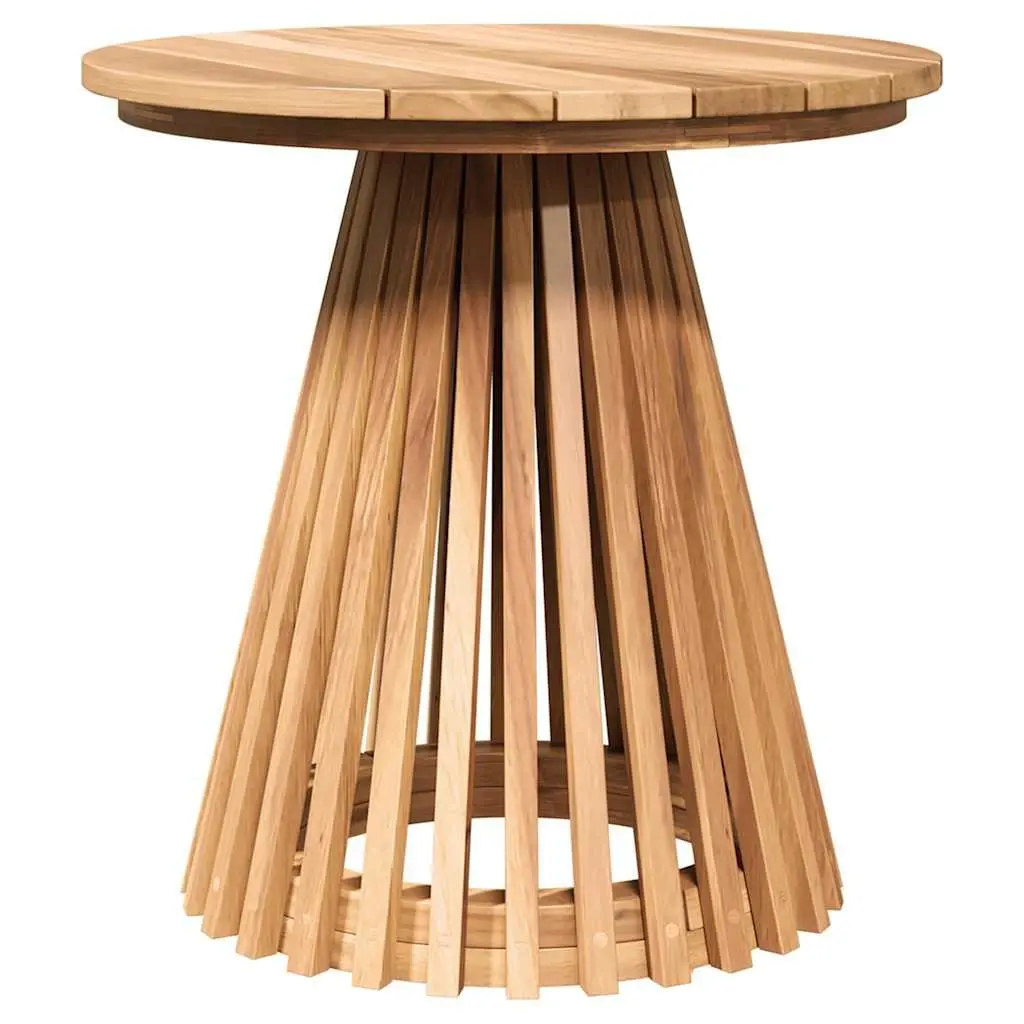 Outdoor Side Table Brown Round Solid Teak Wood 50x50x49.5cm