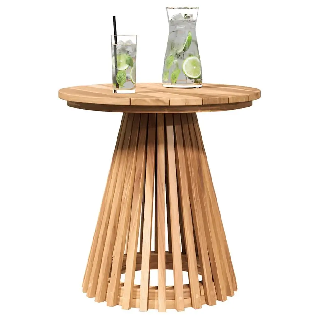 Outdoor Side Table Brown Round Solid Teak Wood 50x50x49.5cm