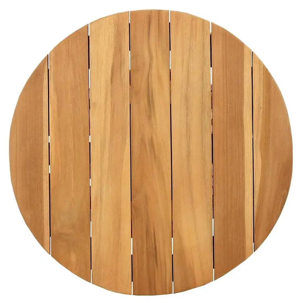 Outdoor Side Table Brown Round Solid Teak Wood 50x50x49.5cm