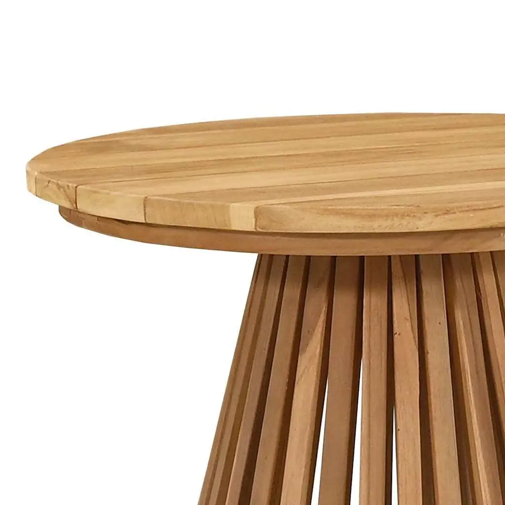 Outdoor Side Table Brown Round Solid Teak Wood 50x50x49.5cm