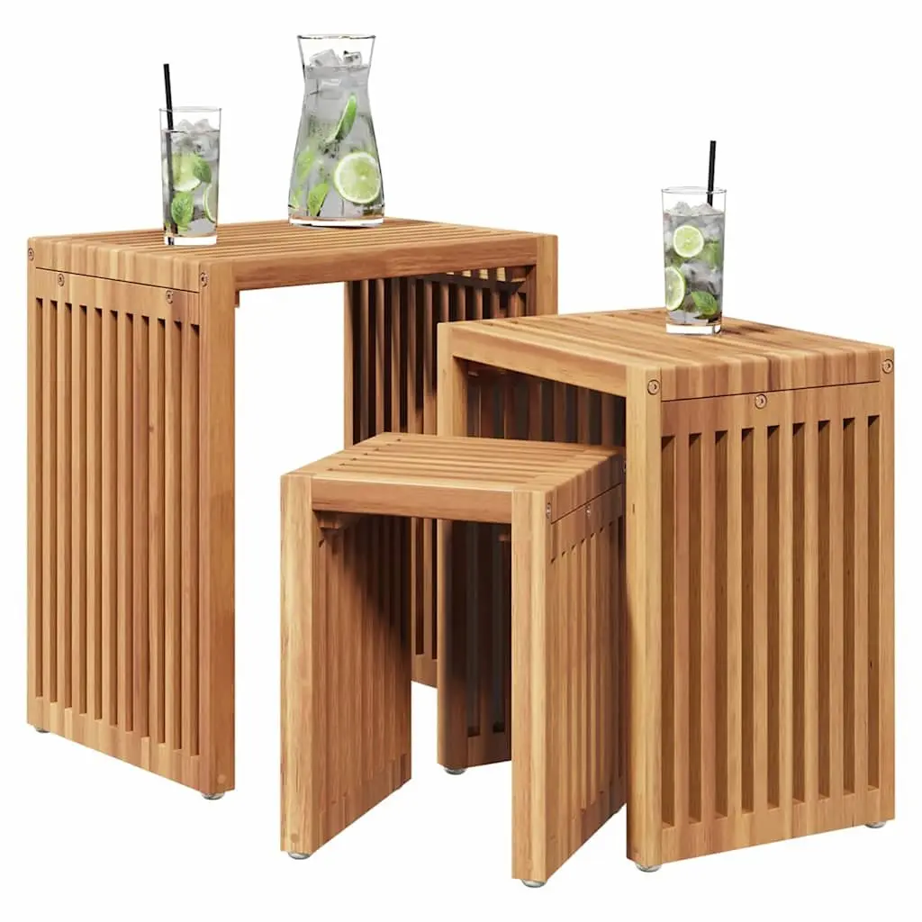 Garden Side Table Solid Teak Wood Modern Brown 33x44.5x51cm
