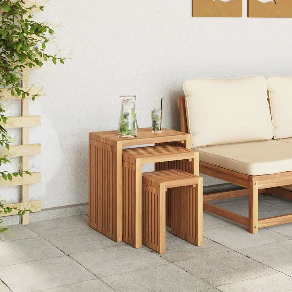 Garden Side Table Solid Teak Wood Modern Brown 33x44.5x51cm