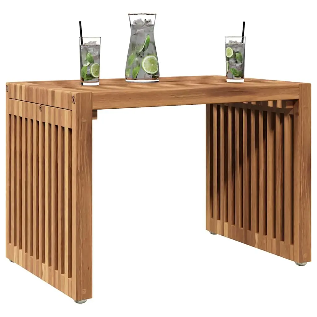Garden Side Table Solid Teak Wood Brown Outdoor Furniture 50x32.5x35cm