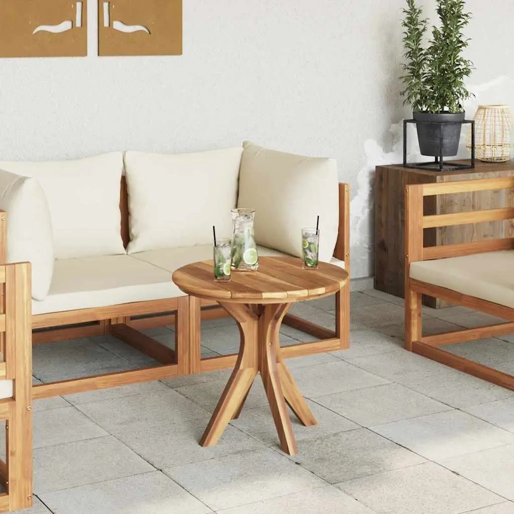 Brown Teak Side Table for Outdoor Spaces