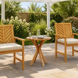 Outdoor Side Table Brown 70x70x75cm Garden Patio Furniture Round Teak Wood