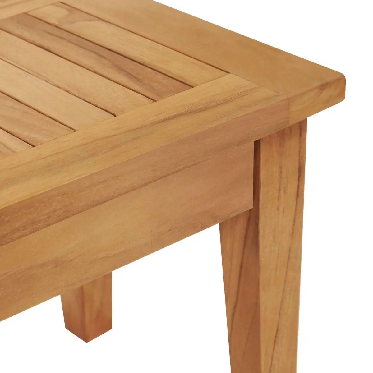 Outdoor Garden Bench and Table Set 2pc Grey Teak Wood Patio Furniture Modern