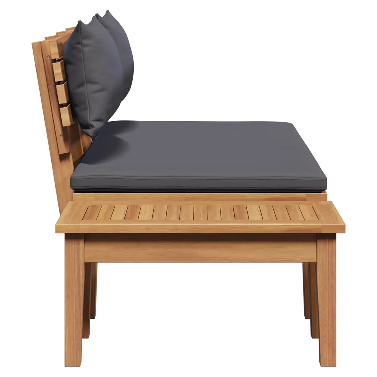 Outdoor Garden Bench and Table Set 2pc Grey Teak Wood Patio Furniture Modern