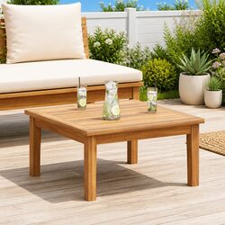 Garden Outdoor Furniture Set Rectangular Brown Solid Teak Wood Patio Table