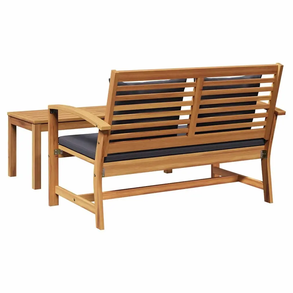 Outdoor Bench Solid Teak Wood Brown Dark Grey Garden Patio Seating Furniture