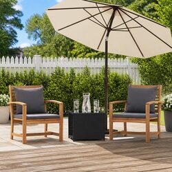 Outdoor Sectional Sofa Chair 2 Piece Brown Dark Grey Garden Patio Seating Set