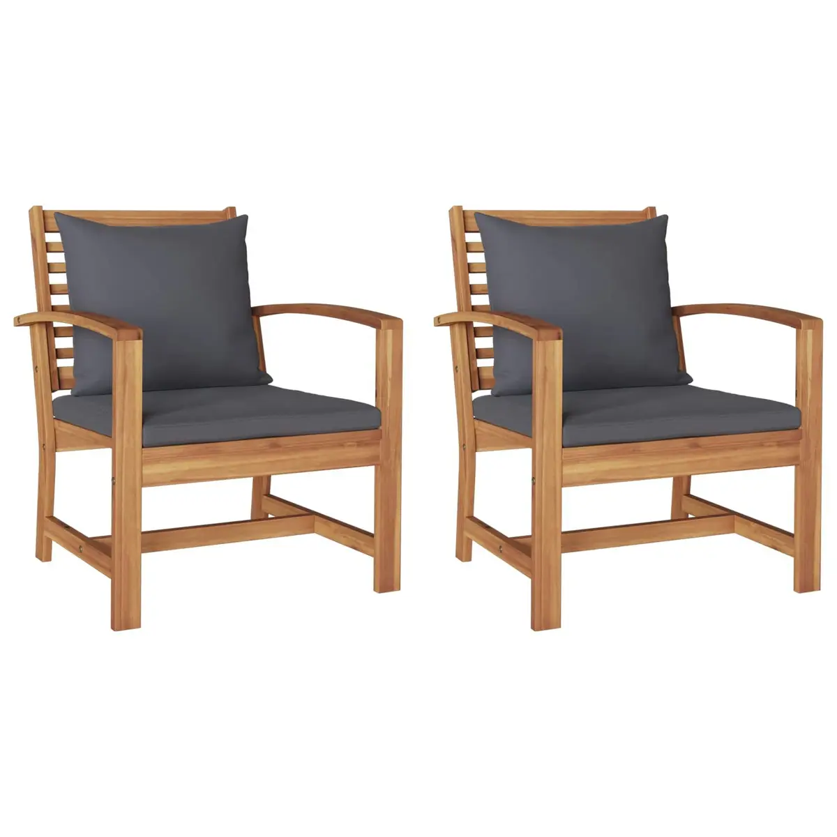 Outdoor Chairs Rustic Style 2 Piece Set Brown Dark Grey 65x60x76.5cm