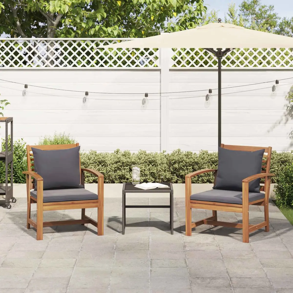 Outdoor Chairs Rustic Style 2 Piece Set Brown Dark Grey 65x60x76.5cm