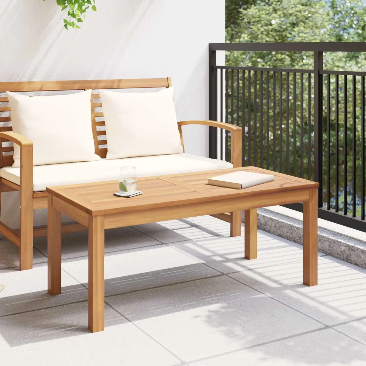 Outdoor Table Brown 95 x 45 x 40 cm Garden Terrace Patio Side Table Solid Teak