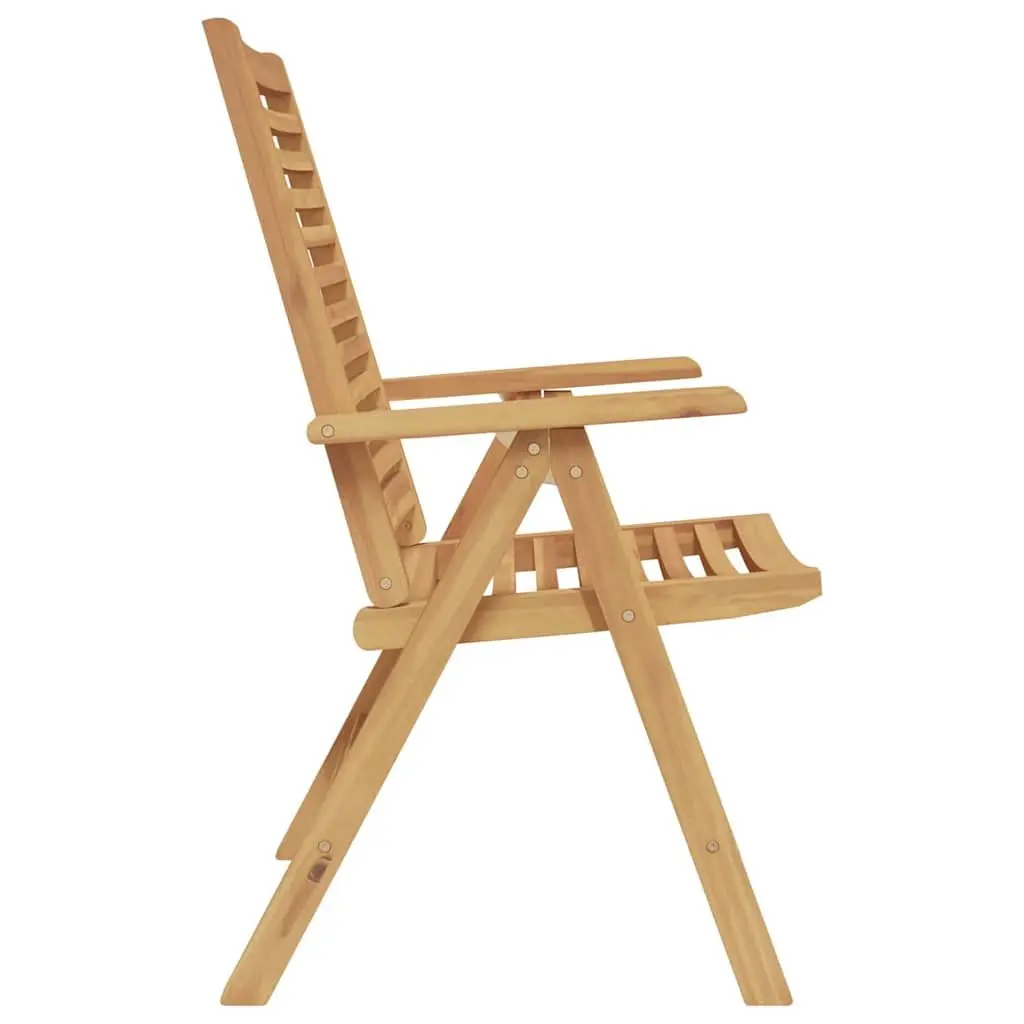 Outdoor Folding Chair 2 pcs Brown Garden Seating Teak Wood Patio Furniture
