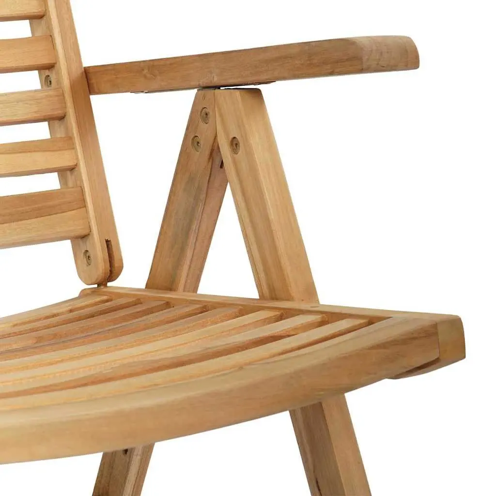 Outdoor Folding Chair 2 pcs Brown Garden Seating Teak Wood Patio Furniture