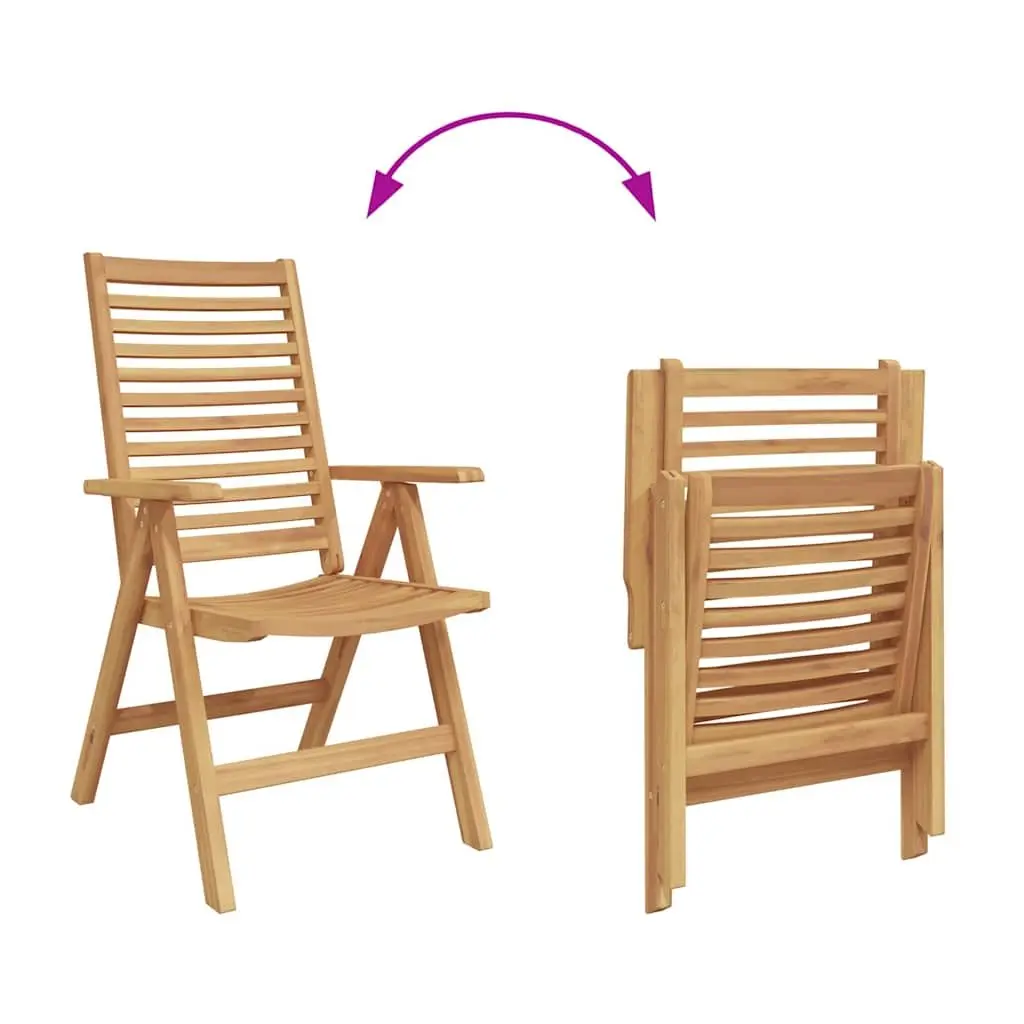 Outdoor Folding Chair 2 pcs Brown Garden Seating Teak Wood Patio Furniture