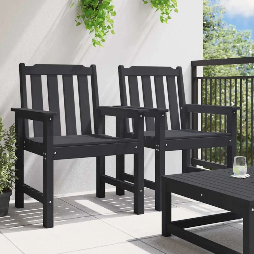 Outdoor Dining Chair Black Modern Garden Seating Patio Furniture Set 2 Pcs