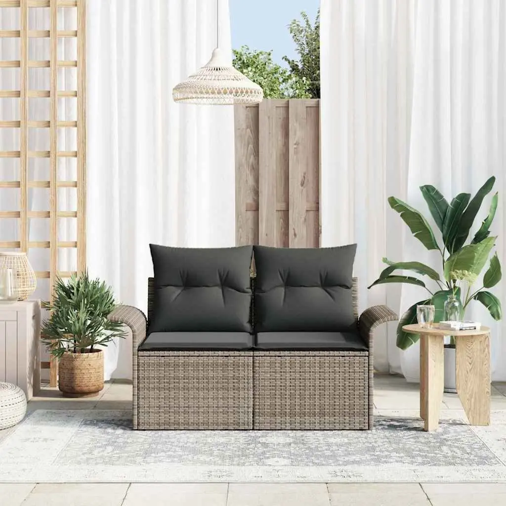 Garden Sofa Outdoor Seating with Cushion Grey Poly Rattan Patio Furniture