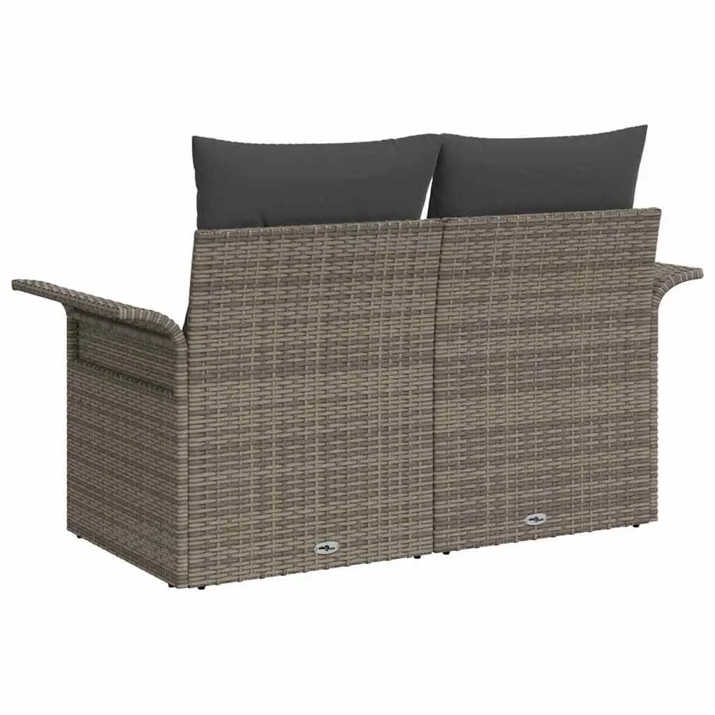 Garden Sofa Outdoor Seating with Cushion Grey Poly Rattan Patio Furniture