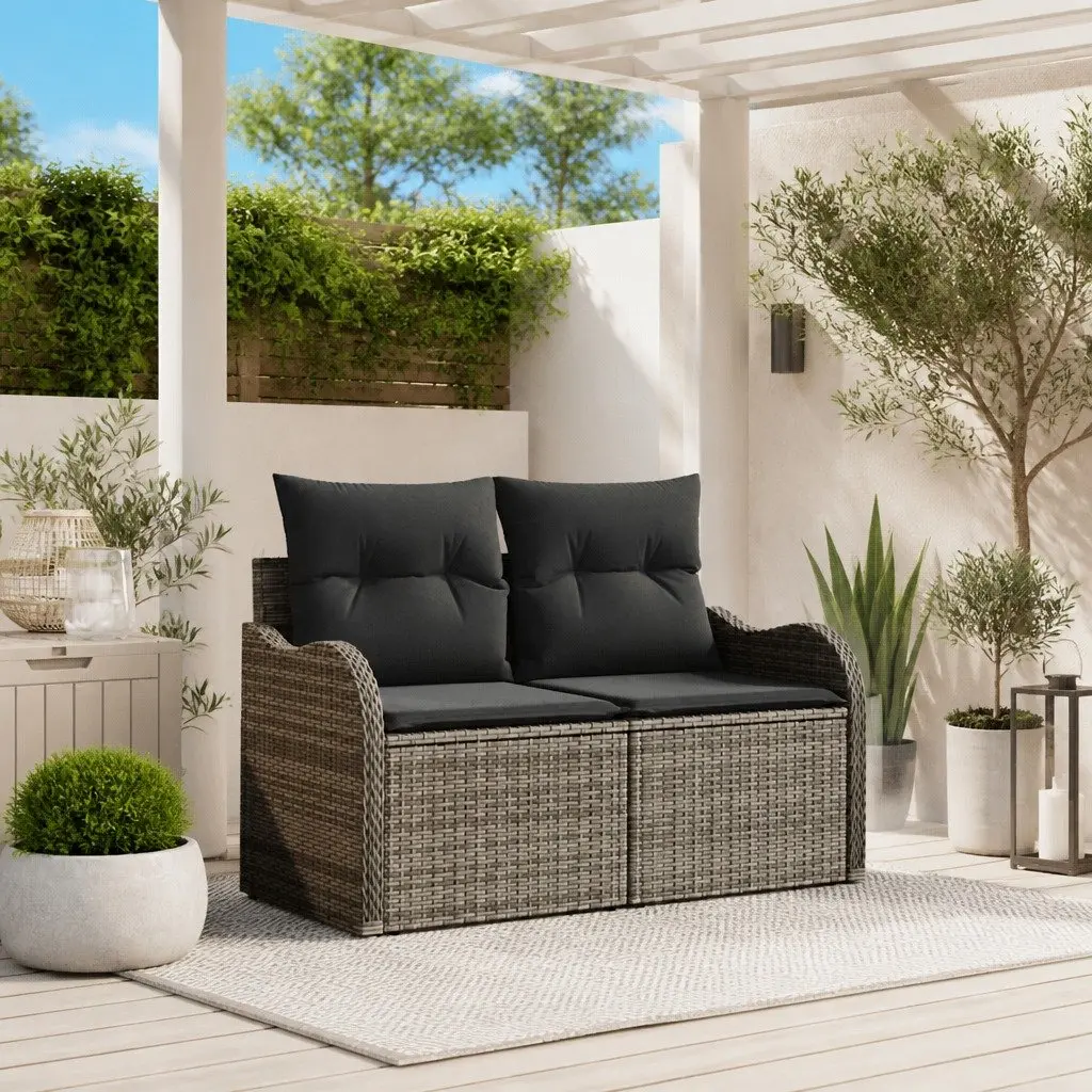 Grey Poly Rattan Garden Sofa
