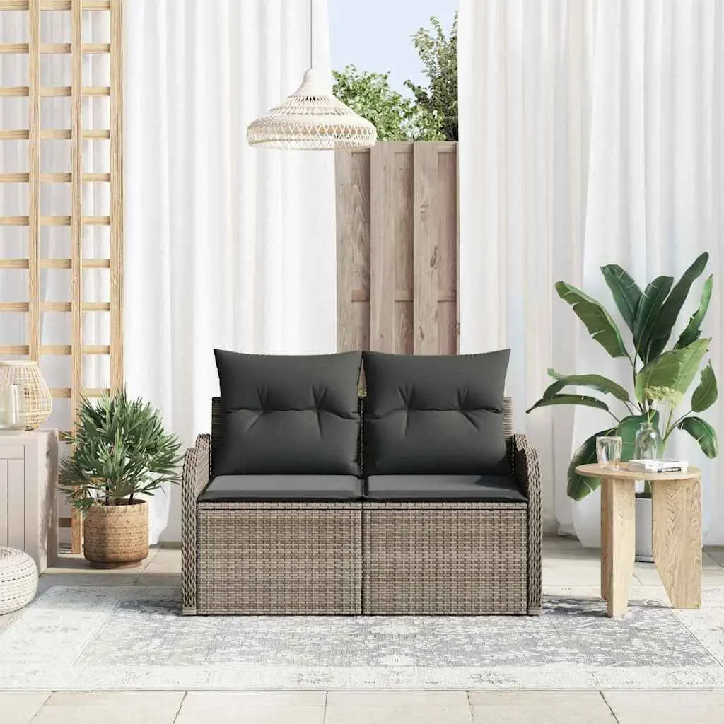 Grey Poly Rattan Garden Sofa