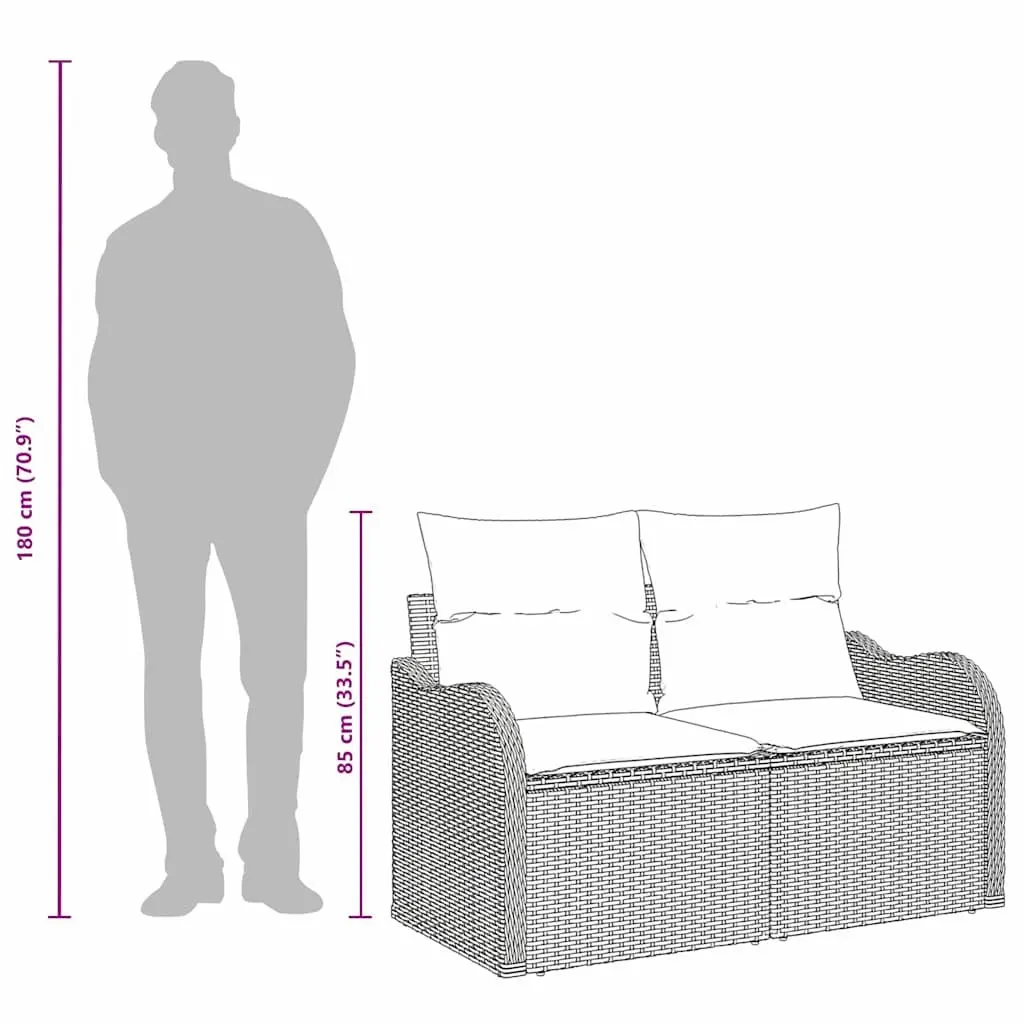 Grey Poly Rattan Garden Sofa