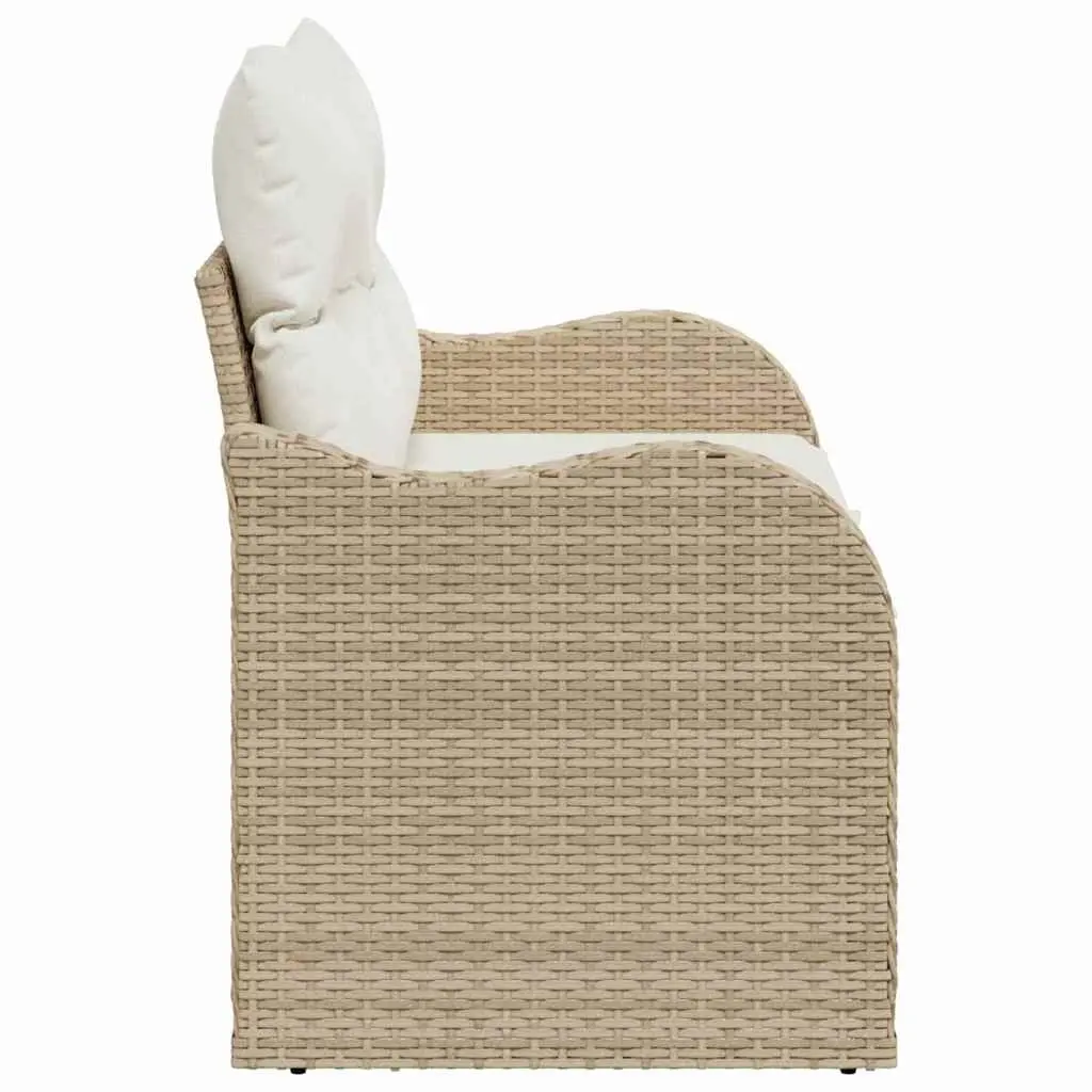 Outdoor Garden Sofa with Cushion Beige Poly Rattan Patio Seating Furniture