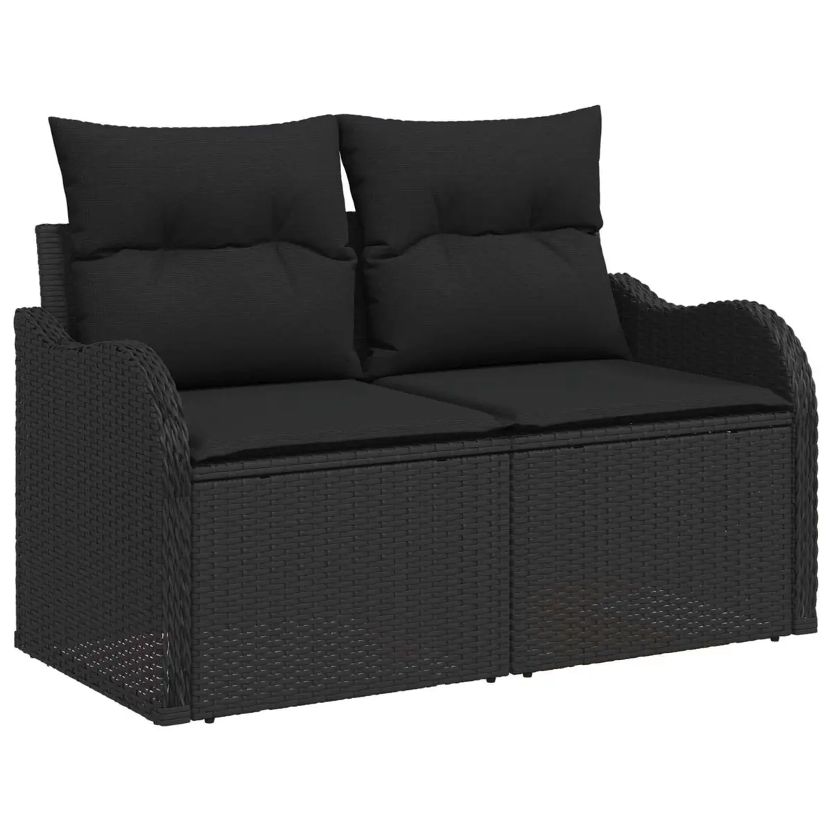 Outdoor Garden Sofa Cushioned Black Poly Rattan 121x62x69 cm